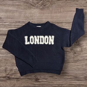 Pink Rose Dark Blue and White Knit Top